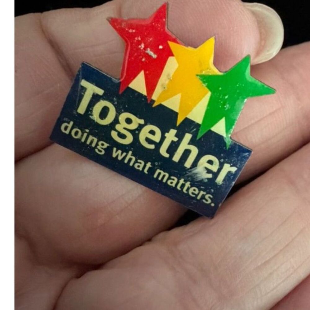 together doing what matters lapel pin with colorful stars
